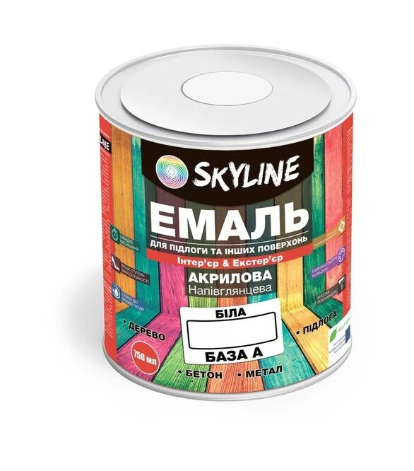 Эмаль акриловая SkyLine для пола Белая, 0,75 л