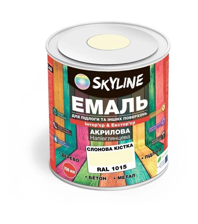 Емаль акрилова SkyLine для підлоги RAL 1015 Слонова кістка, 0,75 л