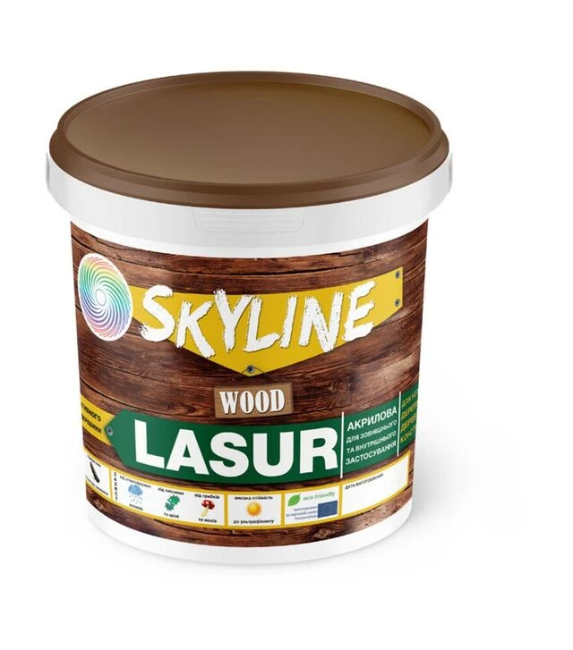 Лазур акрилова декоративно-захисна SkyLine LASUR Wood для обробки дерева Безбарвна, 0,4 л