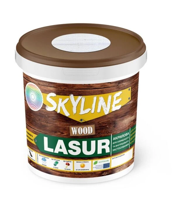 Лазурь акриловая декоративно-защитная SkyLine LASUR Wood для обработки дерева Белая, 0,4 л