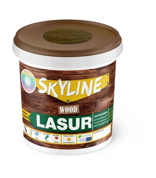 Лазур акрилова декоративно-захисна SkyLine LASUR Wood для обробки дерева Горіх, 0,4 л