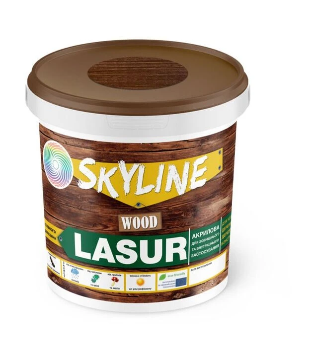 Лазурь акриловая декоративно-защитная SkyLine LASUR Wood для обработки дерева Махагон, 0,4 л