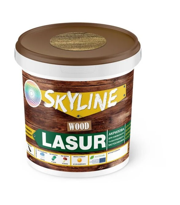 Лазур акрилова декоративно-захисна SkyLine LASUR Wood для обробки дерева Палісандр, 0,4 л