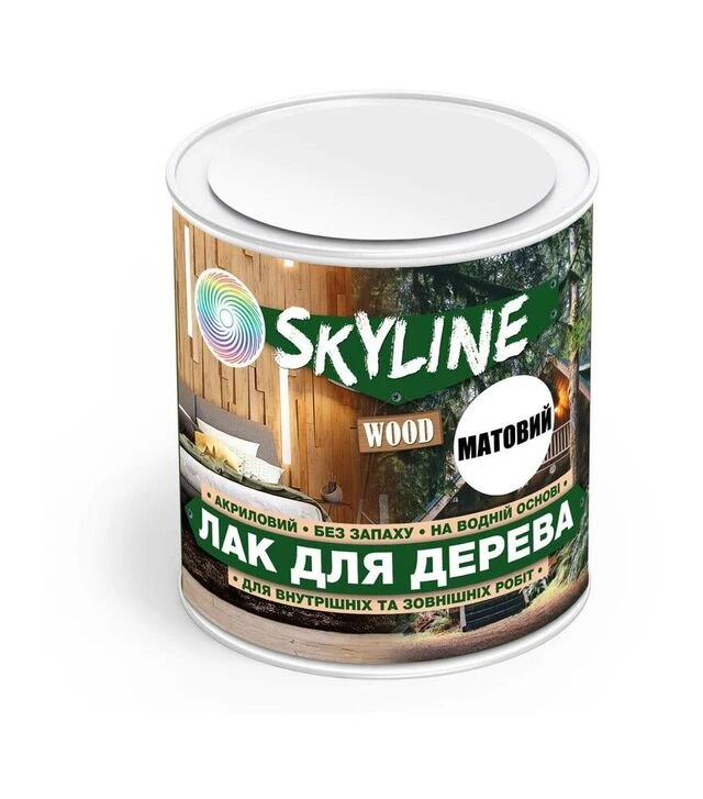 Лак акриловий SkyLine Wood для дерева Безбарвний Матовий, 0,75 л