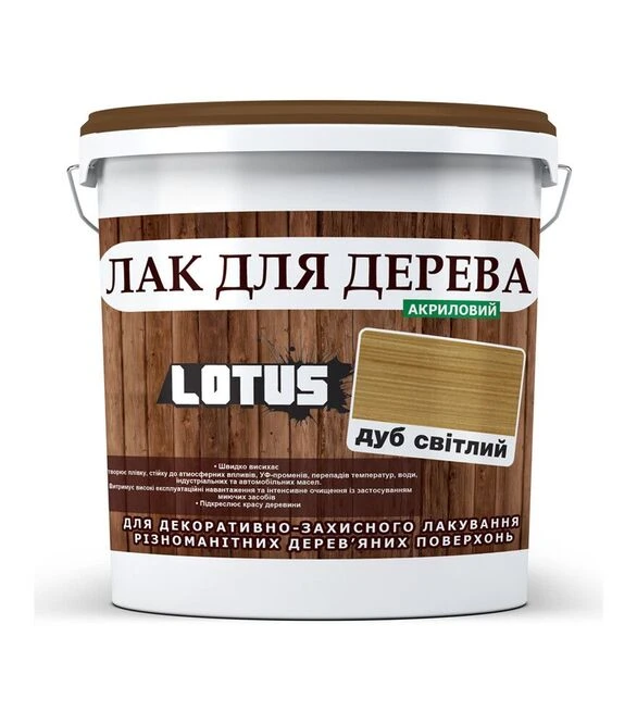 Лак цветной акриловый Lotus для дерева Светлый дуб Глянцевый, 1 л