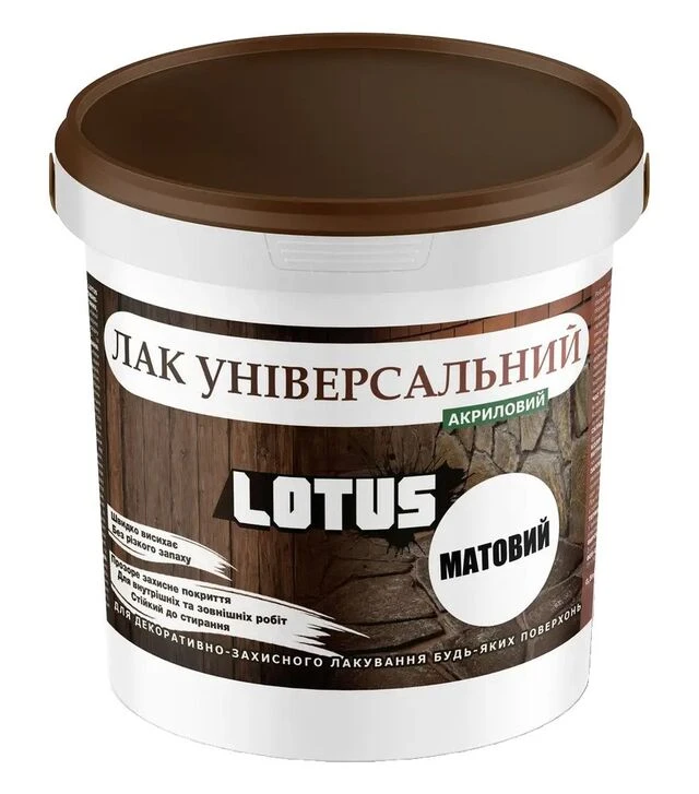 Лак акриловий Lotus Універсальний Прозорий Матовий, 0,5 л