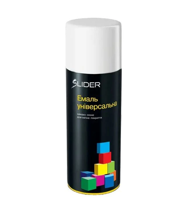 Емаль універсальна SLIDER Color, RAL 9010, Білий, 400 мл
