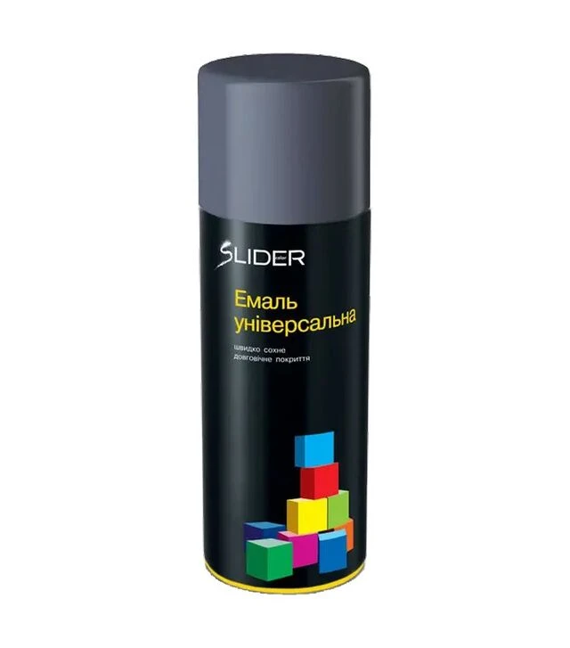 Емаль універсальна SLIDER Color, RAL 7024, Темно-сірий, 400 мл