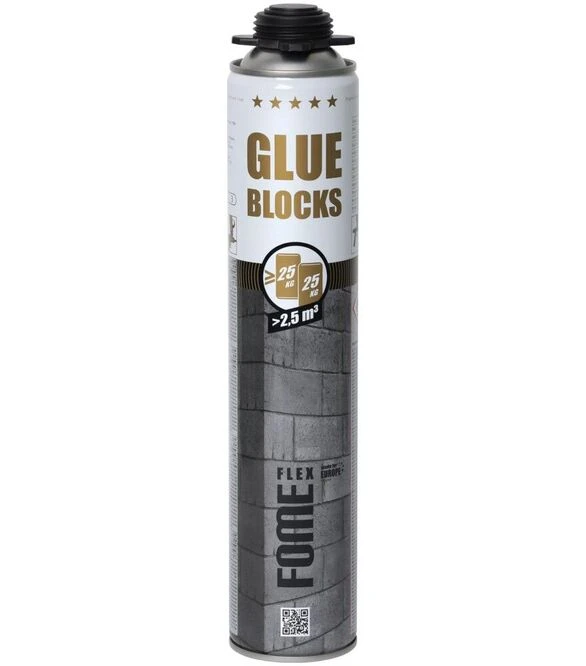 Клей-піна поліуретанова професійна Fome Flex Glue Blocks, для будівельних робіт, Чорний, 750 мл