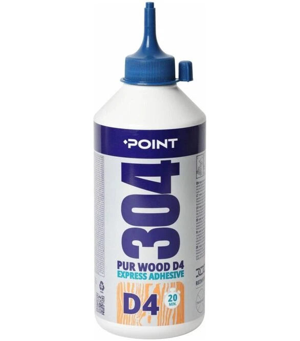 Клей полиуретановый влагостойкий быстрой фиксации Point 304 PUR D4 Express, для древесины, Прозрачно-медовый, 750 мл