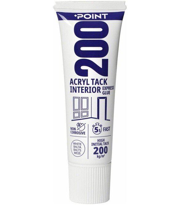 Клей-герметик акриловий водно-дисперсійний універсальний Point 200 Acryl, Білий, 80 мл