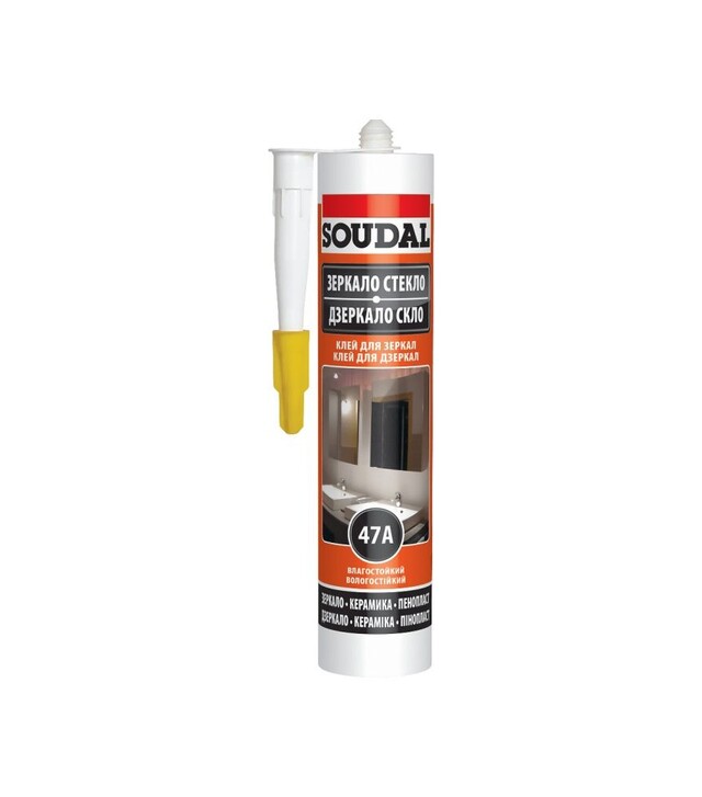 Клей монтажний каучуковий Soudal 47A для дзеркал, 280 мл