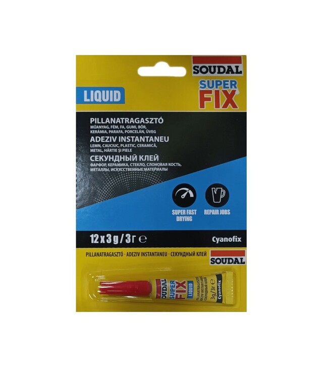 Клей секундний ціанакрилатний надшвидкий Soudal Cyanofix 84A універсальний, 3 г