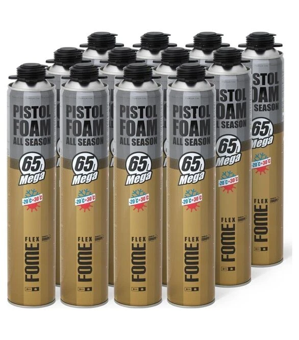 Піна монтажна пістолетна Fome Flex Mega 65L, всесезонна, Жовта, 870 мл, 12 шт