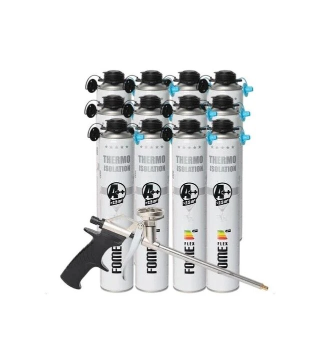 Пена теплоизоляционная Fome Flex Thermoisolation A++, Голубая, 850 мл, с пистолетом, 12 шт