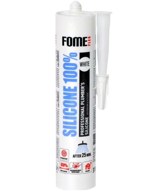 Герметик силіконовий вологостійкий Fome Flex 100% Silicone, Білий, 310 мл