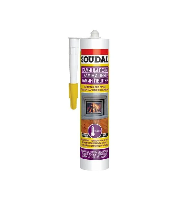 Герметик силикатный, термостойкий Soudal Calofer для каминов и печей, до +1500 °C, Черный, 280 мл