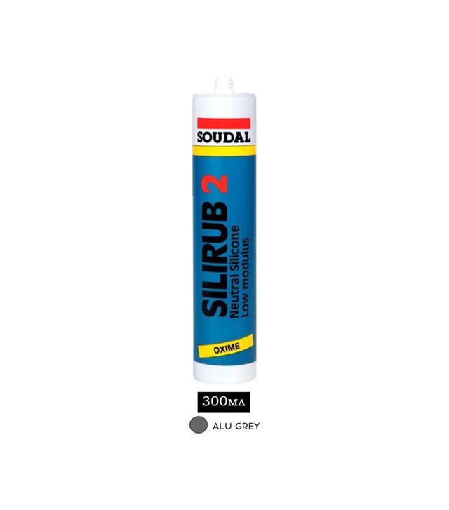 Герметик силиконовый нейтральный низкомодульный Soudal Silirub 2, Алюминиево-серый, 300 мл