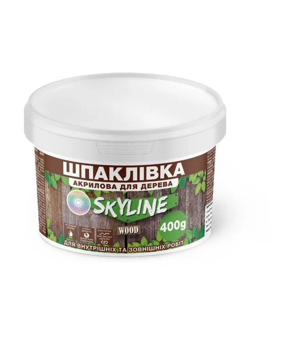 Шпаклевка акриловая SkyLine Wood для дерева Белая, 400 г
