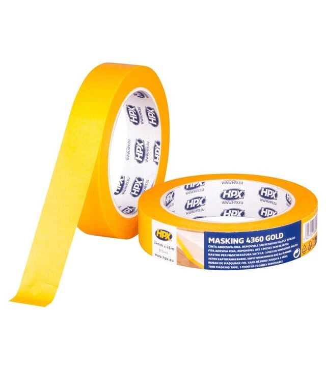 Стрічка малярська HPX 4360 Gold, 24 мм Жовта, 45 м