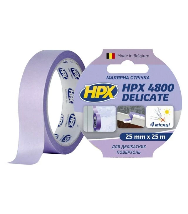 Стрічка малярська HPX 4800 Delicate, 25 мм Пурпурна, 25 м