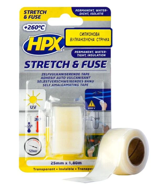 Стрічка самовулканізуюча Stretch&Fuse, 25 мм Прозора, 0.8 м