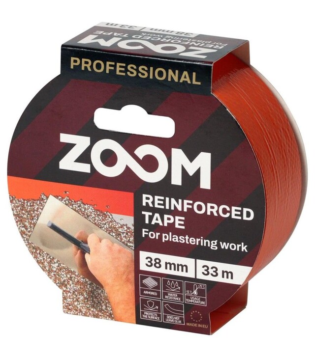 Лента штукатурная армированная Zoom, Оранжевая (33 м×38 мм)
