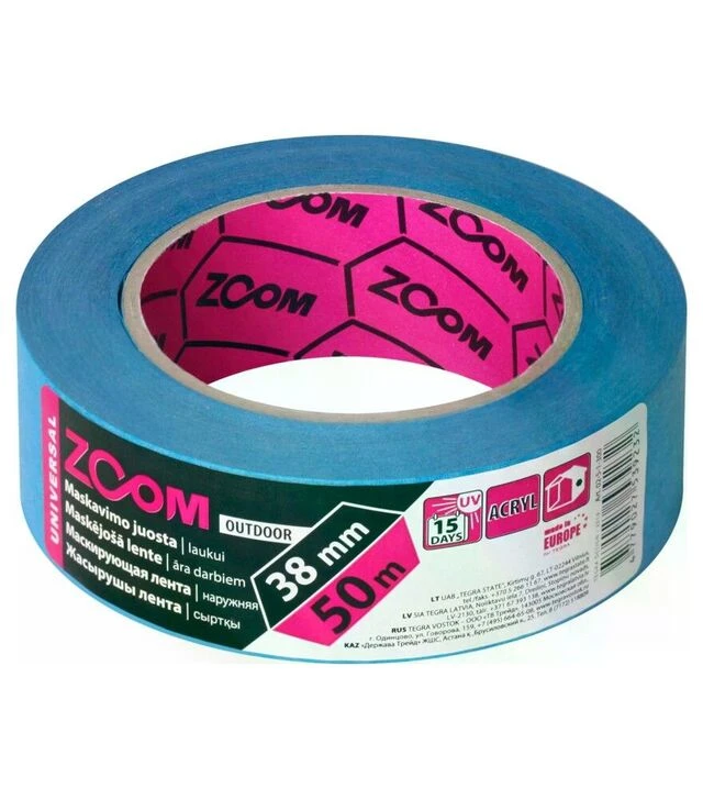 Лента малярная Zoom Masking Tape, Голубая (50 м×38 мм)