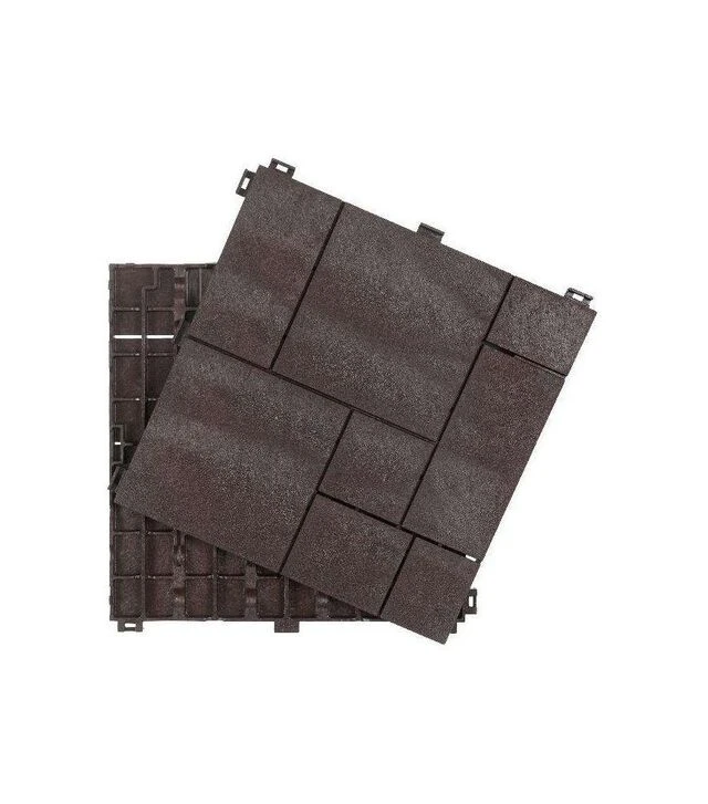 Резиновое покрытие для пола Multy Home Mosaic, Коричневое, рифленое, 30×30 см, 6 шт