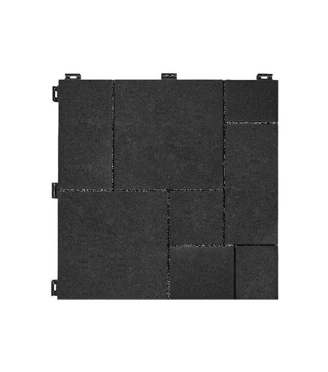 Резиновое покрытие для пола Multy Home Mosaic, Серое, рифленое, 30×30 см, 6 шт