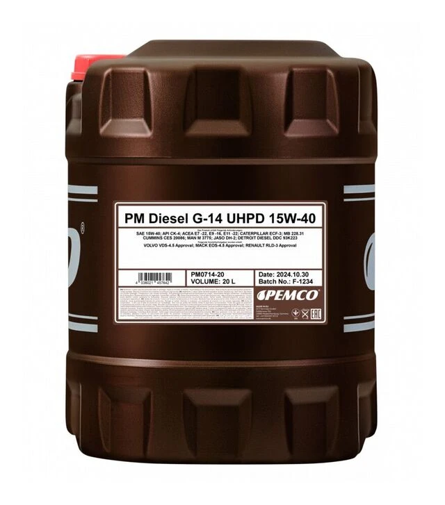 Моторна олива Pemco Diesel G-14 UHPD 15W-40, 20 л