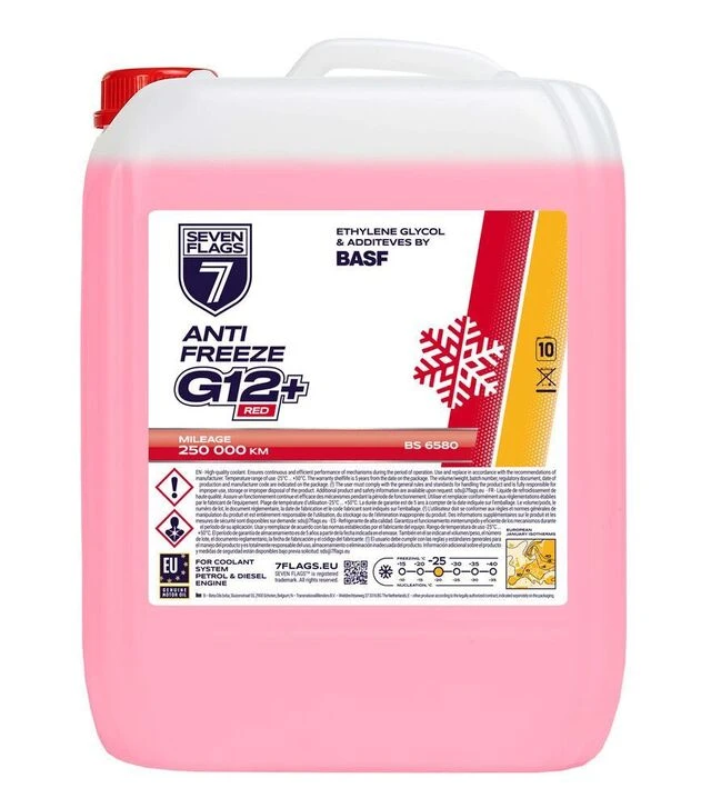 Антифриз 7FLAGS G12+ червоний, 10 л