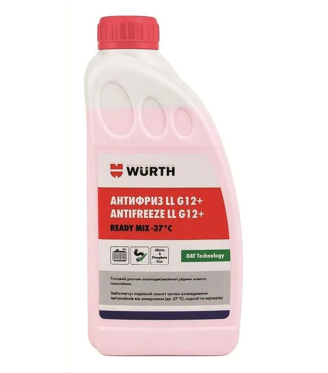 Антифриз Wurth LL G12+ Ready Mix -37°C, 1 л