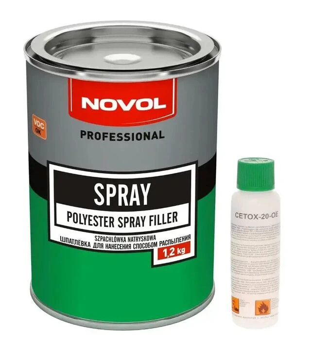 Шпатлевка жидкая Novol Spray, 1,2 кг + 50 мл