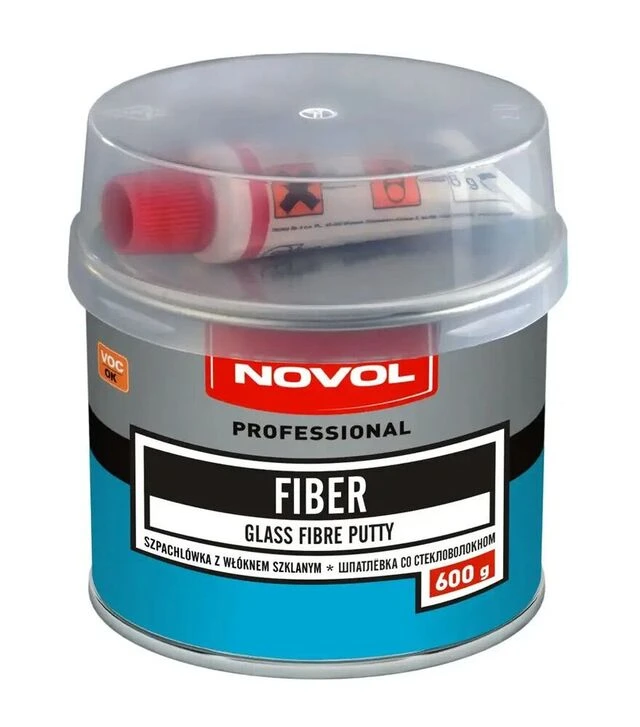 Шпатлевка автомобильная со стекловолокном Novol Fiber, 600 г