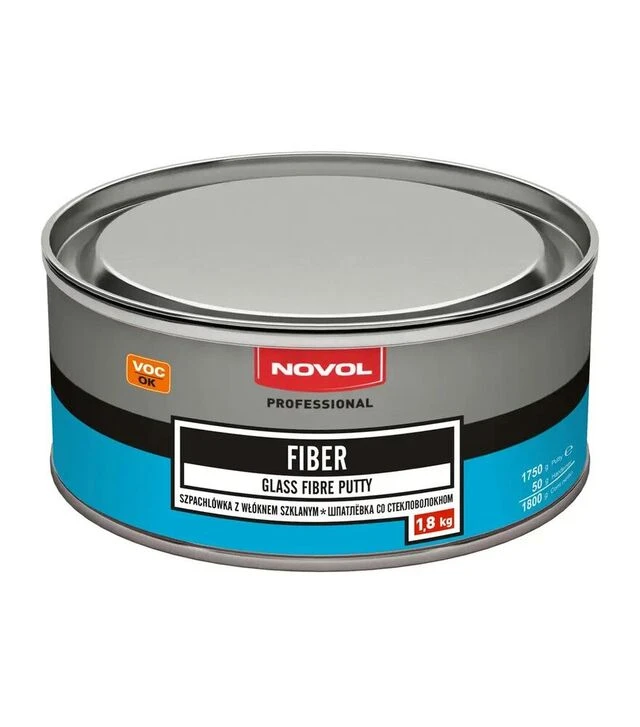 Шпаклівка автомобільна зі скловолокном Novol Fiber, 1,8 кг