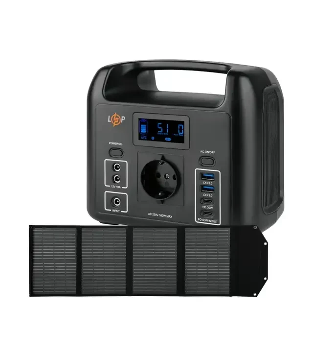Зарядная станция LogicPower CHARGER 160+ Портативная солнечная панель LPS 60W, 0,2 кВт