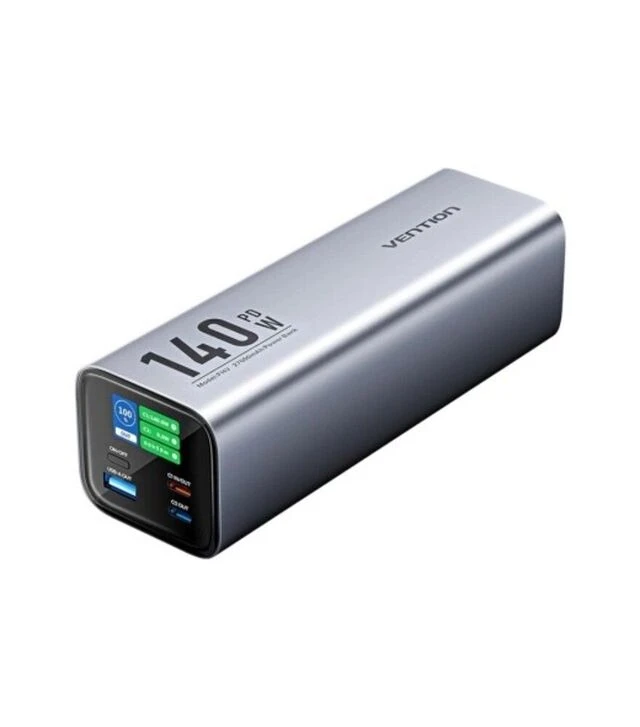 Універсальна мобільна батарея Vention 27000 mAh, 140W, 5 A, PD, QC/3.0, 2xUSB-C, USB-A, LED Display, Gray (FHVH0_)