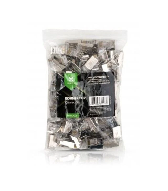 Конектор Vinga RJ-45 FTP, 8P8C, 100 шт (VCPCON8P8CFTP)