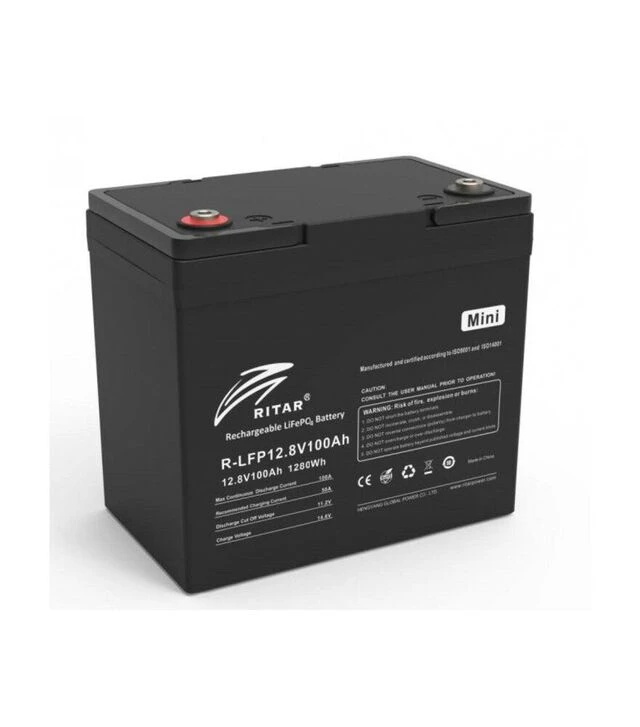 Акумуляторна батарея Ritar LiFePo4, 12 В, 100 A*год (R-LFP12.8V100AH-MINI)