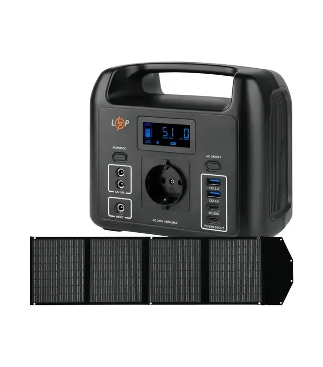 Зарядная станция LogicPower CHARGER 160+ Портативная солнечная панель LPS 100W, 0,2 кВт